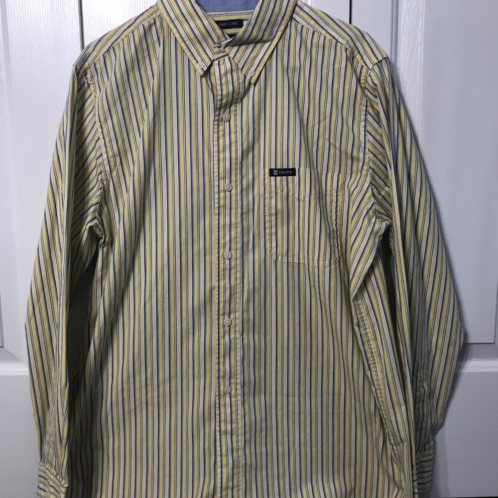 Chaps Yellow Mens Button Down Size Medium